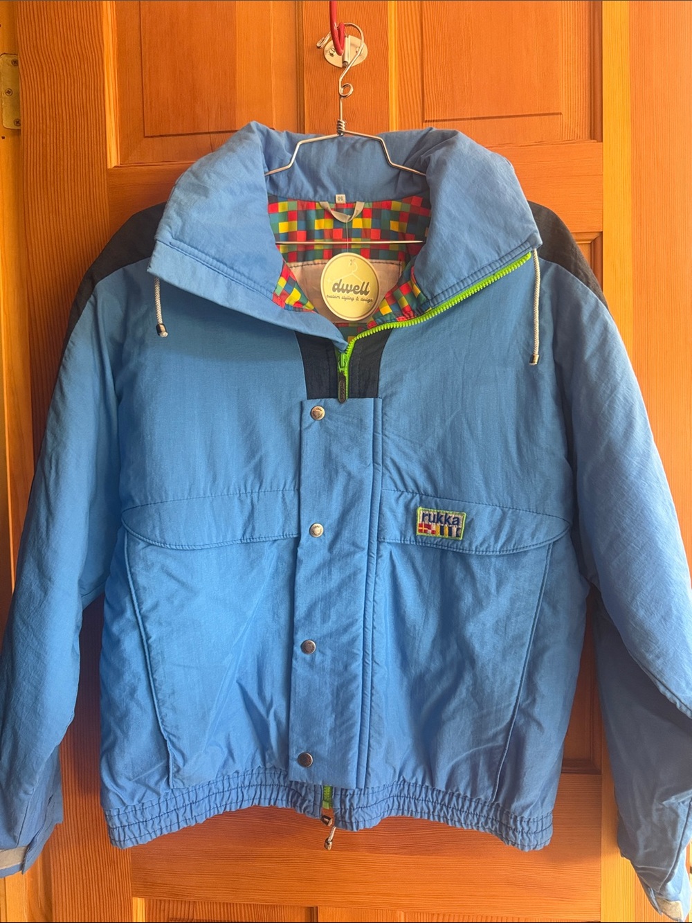 Vintage Rukka Finland 3M Thinsulate Ski Jacket Mens Blue Neon Retro 80s